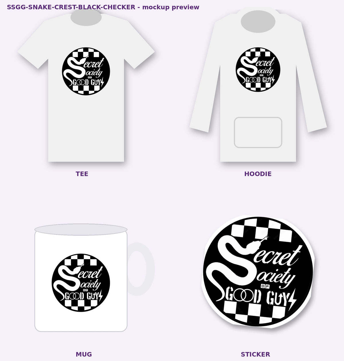 ssgg snake crest black checker mockups