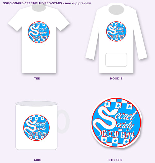 ssgg snake crest blue red stars mockups